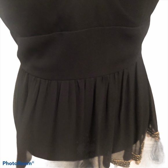 Night Way Black Beaded V Neck w Medallion Accents - Picture 10 of 15